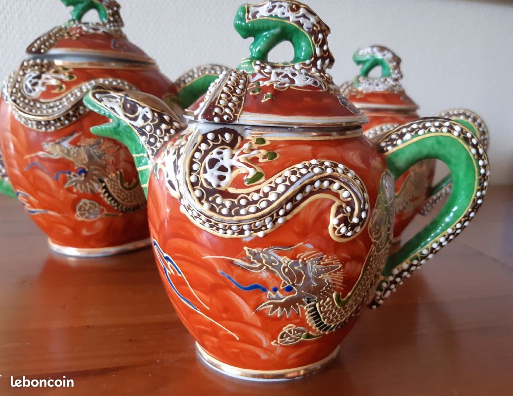 Service à thé, porcelaine du Japon, 3 pièces TBE (image 3)