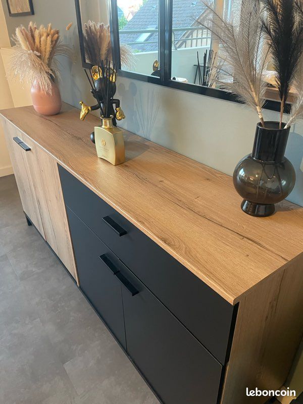 Grand buffet / bahut bois et noir – 180 cm (image 3)
