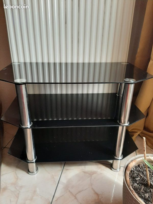 Vente meuble tv/déco design en verre noire (image 1)