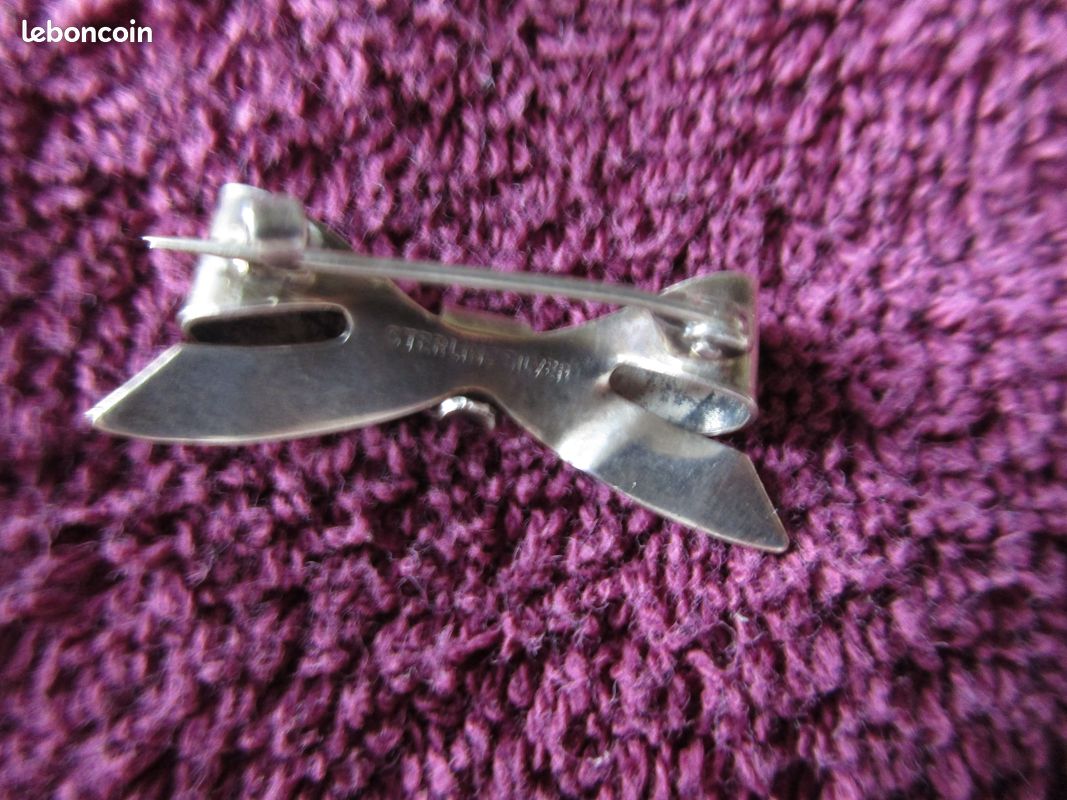 Broche Nœud Papillon Dentelle - Serti CZ Blanc - Rhodié - Style Vintage Edwardien - Neuf