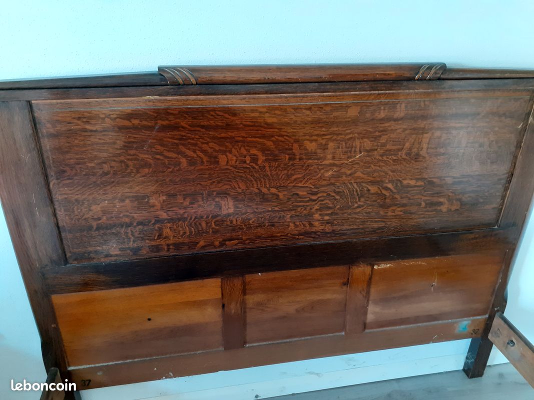 Vends lit de 140 style Art déco, époque 1930/40 en chêne massif verni (image 4)