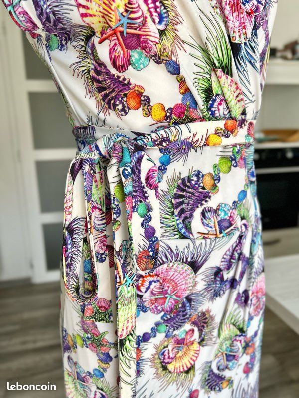 Robe Tunique Just Cavalli Taille S (IT 40) - Motifs Multicolores, 100% Polyester, Neuve Avec étiquettes