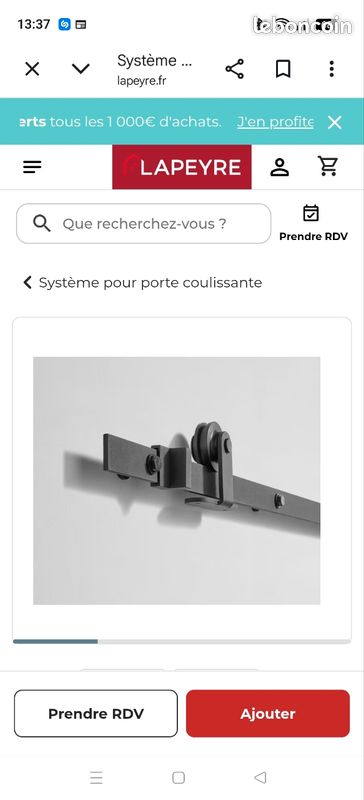 Système porte coulissante Lapeyre noir (image 1)