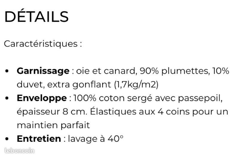Surmatelas Linvosges Plumettes/ Duvet 160 x 200 (image 5)