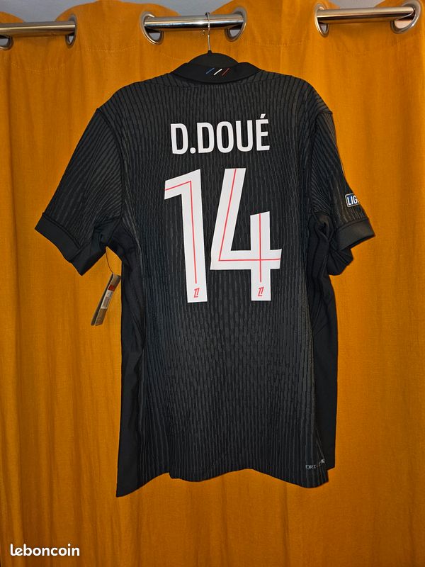 Maillot PSG Nike Noir - D. Doue #14 - Taille M - Neuf Avec étiquettes