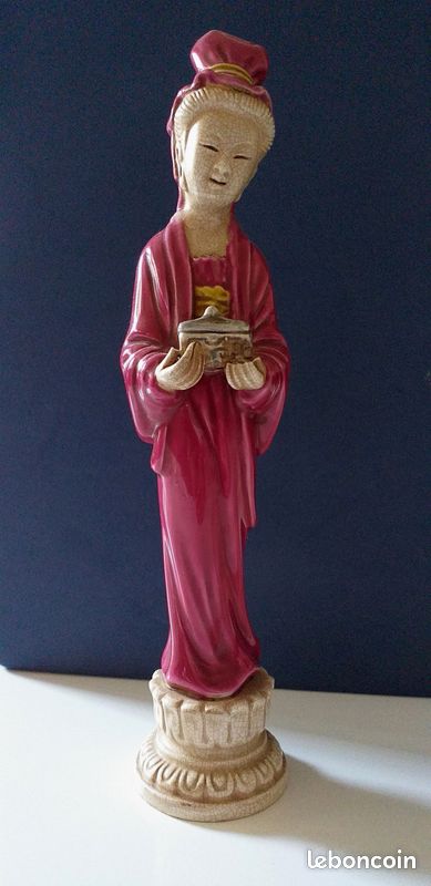 Sculpture ancienne Chinoise porcelaine craquelée polychromes (image 2)
