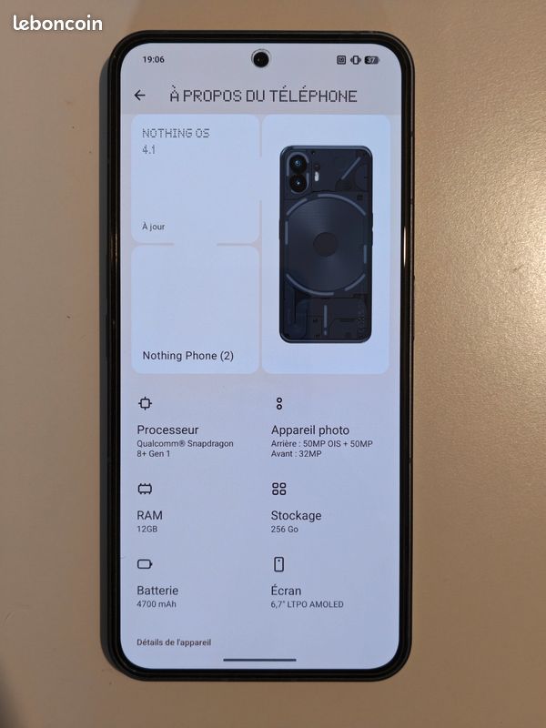 Nothing Phone (2) gris - 256 Go / 12 Go RAM (image 4)