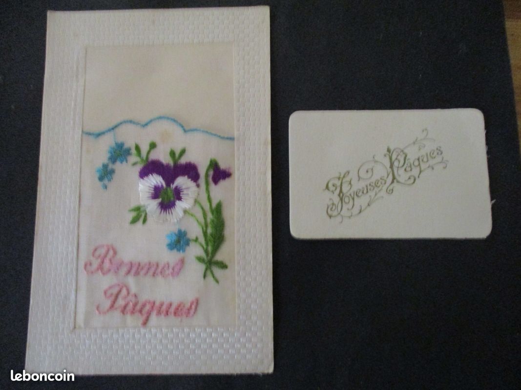Ancienne carte postale brodée système carte (PAZ) (image 2)