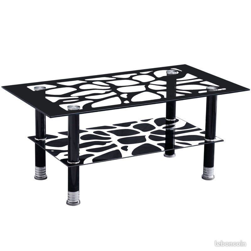 Table Basse Noir/Blanc en verre (image 3)