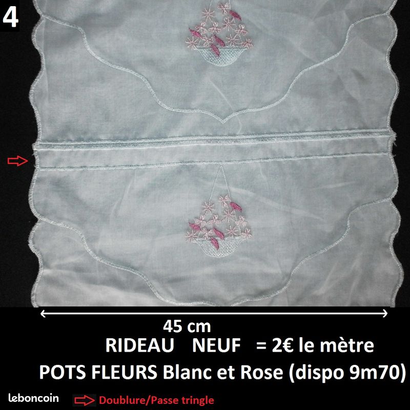 RIDEAUX et VOILAGES MODERNES NEUFS à 2 euros le mètre, Toutes largeurs, Gros métrages disponibles, ENVOI POSSIBLE (image 4)