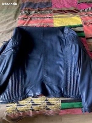 Blouson cuir bleu Redskins (image 2)