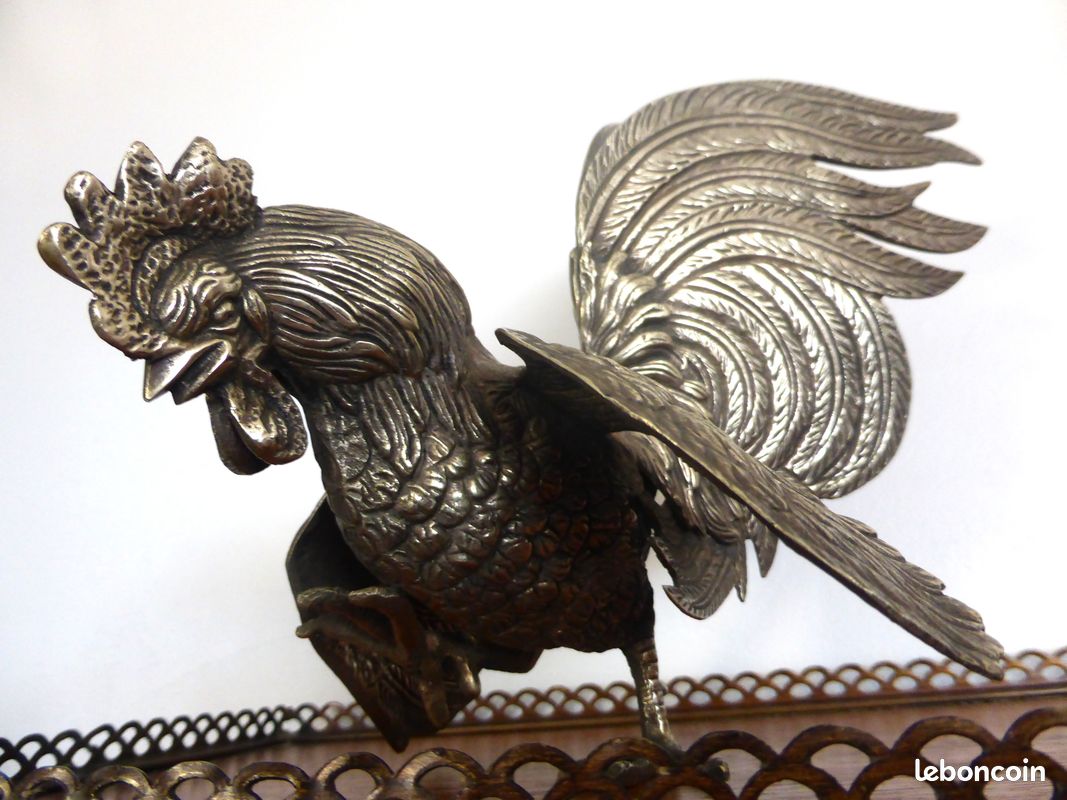 Broche Ancienne Grand Coq En Bronze Doré Style Art Nouveau - Antiquité Française