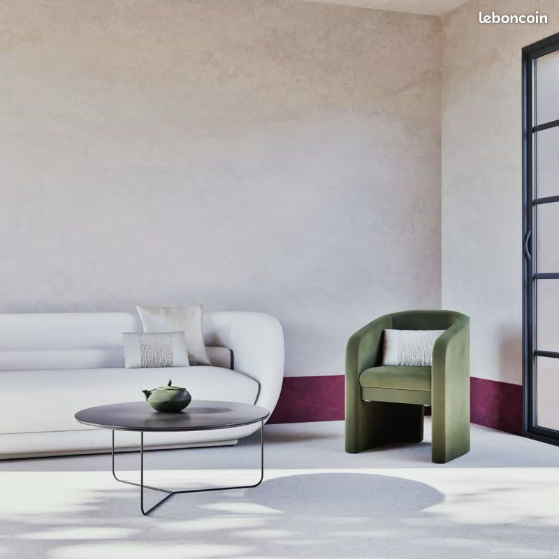 Chess - Fauteuil de table en velours vert kaki (image 3)