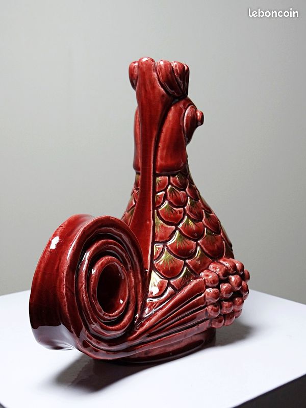 Paire De Bougeoirs En Céramique – Rouge Bordeaux Et Or (occasion)