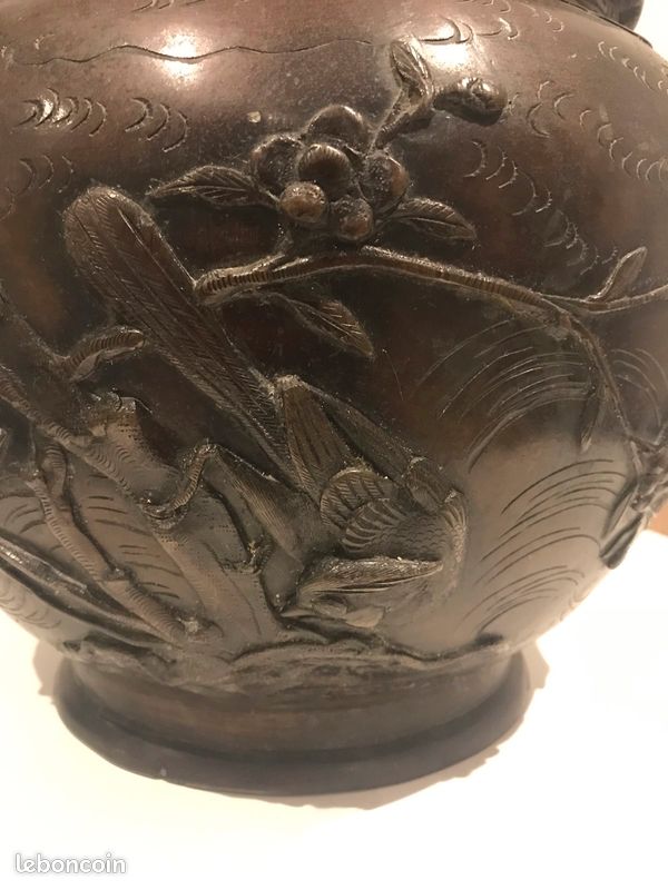 Art asiatique, cache pot ancien en bronze (image 6)