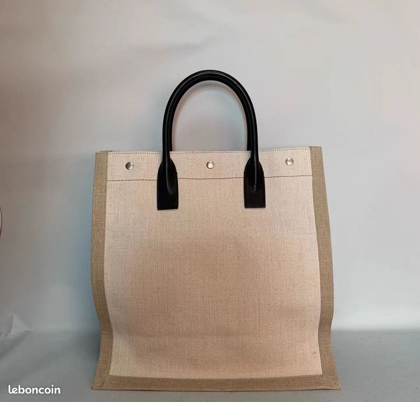 YSL/Saint Laurent RIVE GAUCHE canvas shoulder shopper tote tote bag (image 7)