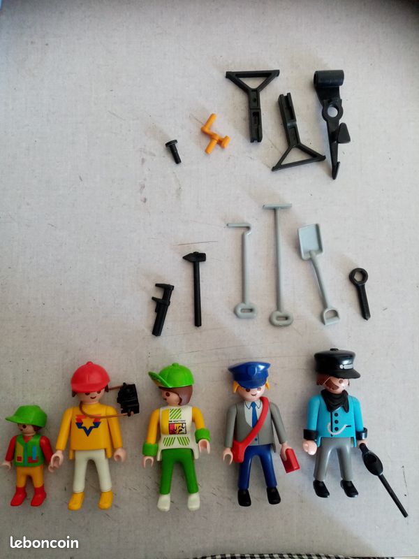 PLAYMOBIL LOT DE Voyageurs Bleus Gare Train Vintage EUR 16,00 - FR