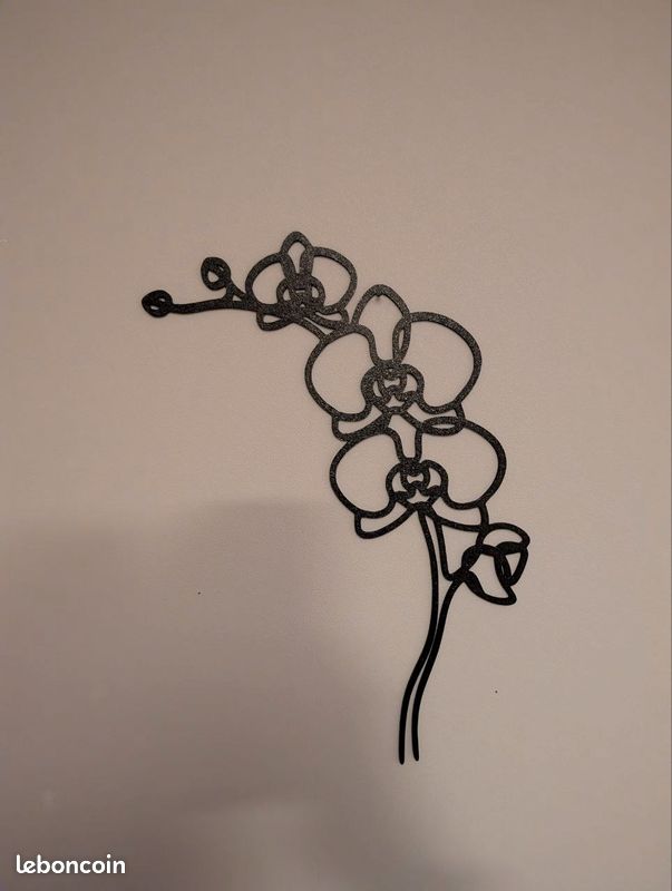 Décoration murale orchidée en fleur, PLA noir, impression 3D (image 1)