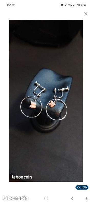 Boucles D'Oreilles Clips Anciennes Signées SARAH COV - Bijou Argenté - Occasion - Modèle 3387