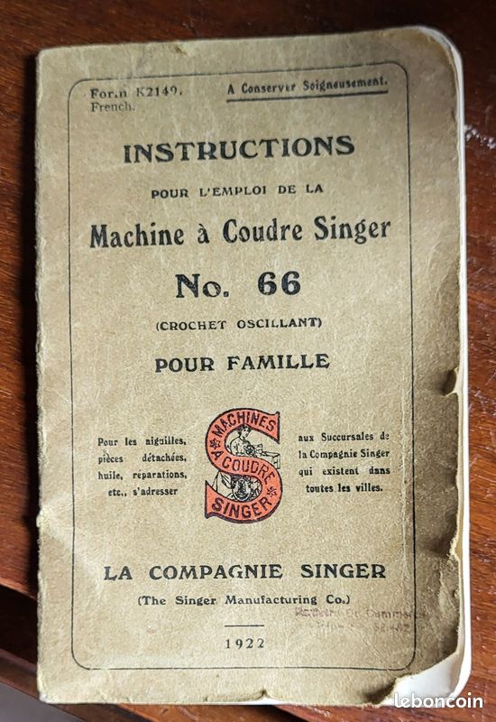 Machine à coudre table-bureau SINGER 1922 (image 6)