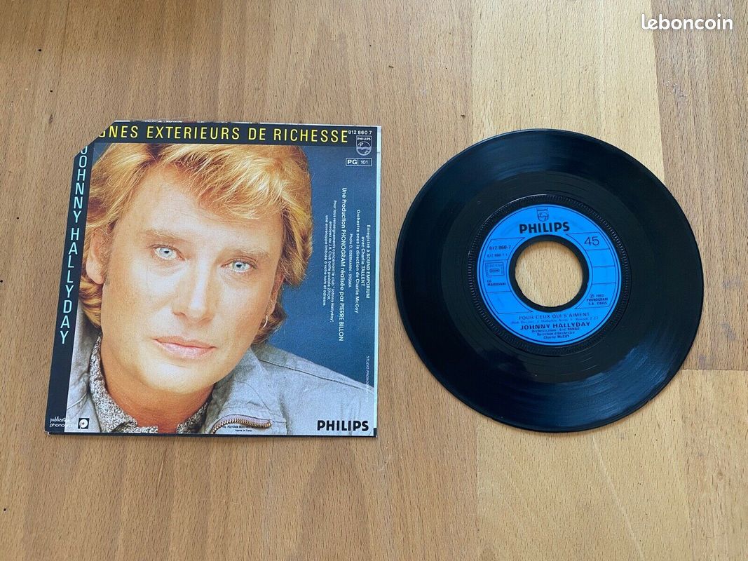 Vinyle 45 Tours - Johnny Hallyday - Pour ceux qui s'aiment / Signes extérieurs de richesse (image 2)