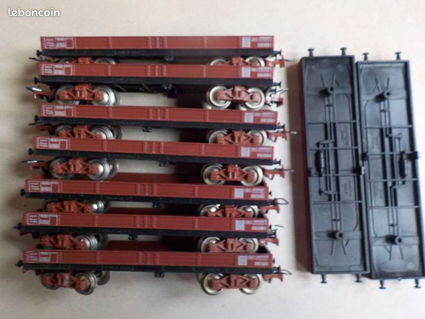ref.307 - ho- 1/87 - JOUEF 6520 - WAGON PLAT à Bogies marron SNCF