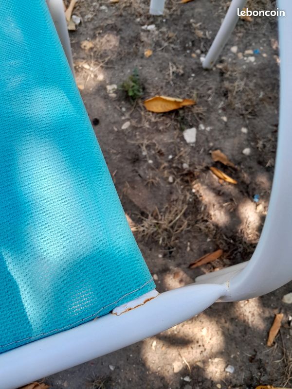Lot de 10 chaises de jardin blanche et turquoise (image 4)