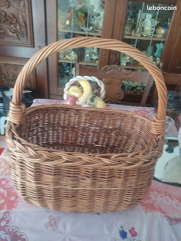 Kadax Grand Panier Osier Ovale Artisanale Main Brun (image 13)