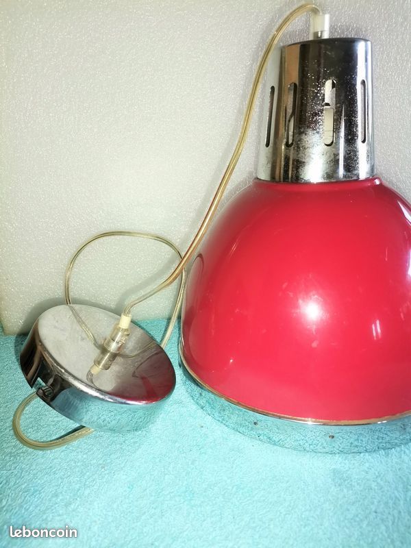 Seylumière ~ Cynthia red and chrome industrial pendant lamp - XXIe