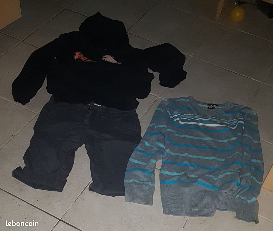 Lot Pull noir t shirt bio BAOBAB neuf 14 ans sweat bermuda (image 4)