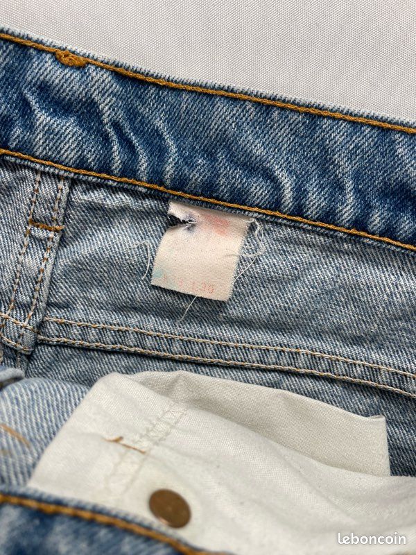 Mini short Levis 517 vintage made in USA orange tab bleu clair 100% coton usine 575 Géorgie taille 40 femme (image 7)