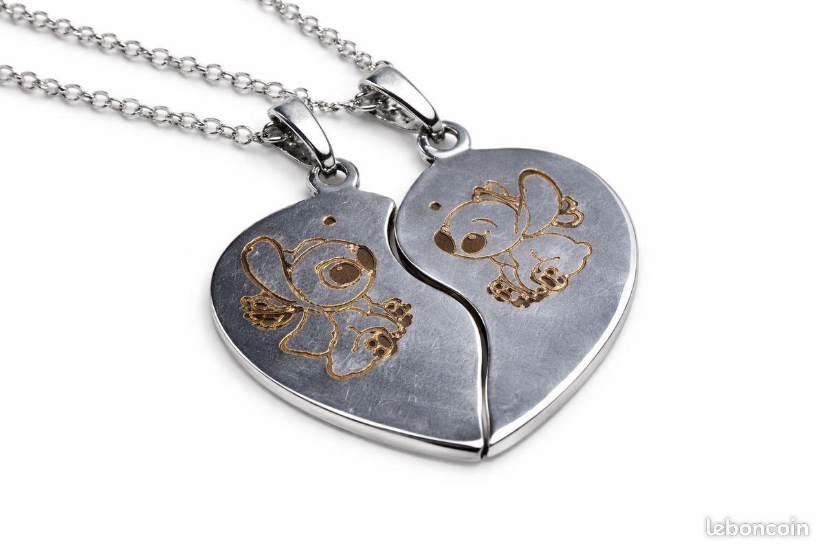 Pendentif Cœur Séparable I LOVE YOU - Argent Ou Doré - Neuf Avec étiquettes - Couple Amoureux