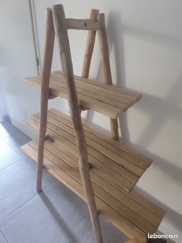Meuble étagère en bois brut style naturel bohémien (image 2)