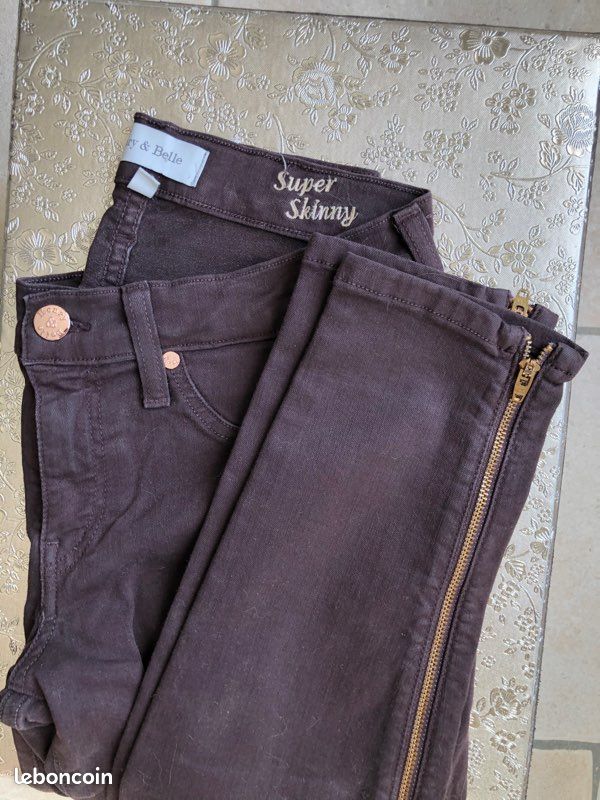 Pantalon marron super skinny 36 Henry et Belle (image 3)