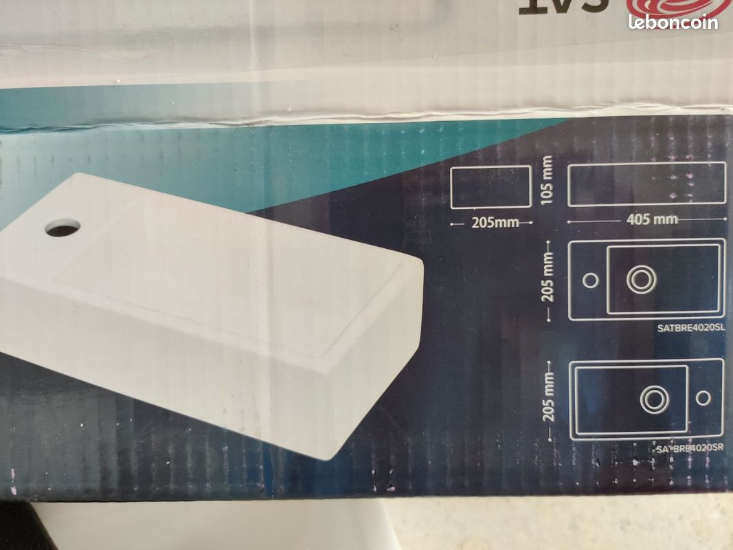 Lave mains suspendu céramique + siphon chromé (image 4)