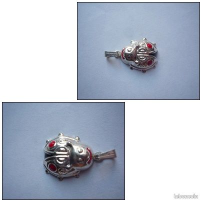 Pendentif coccinelle argent émaillé (image 1)