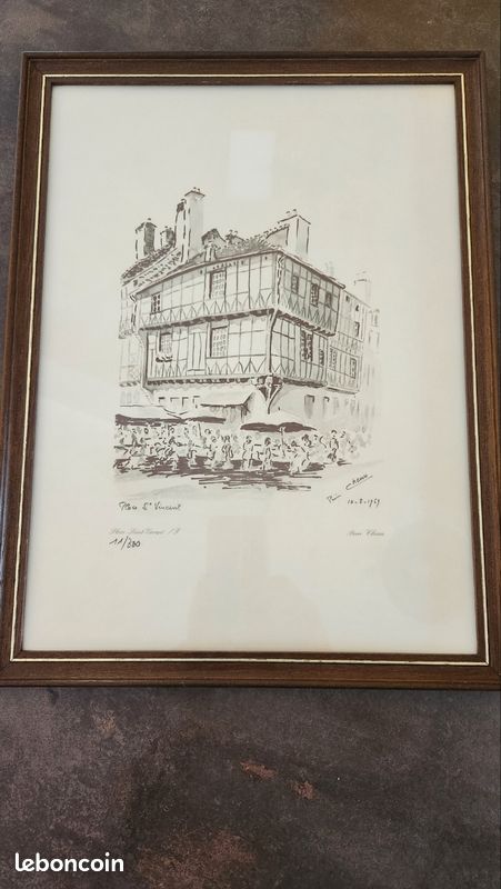 Gravure Pierre Chenu, 1969, numéroté 11/300, Chalon sur Saone (image 1)
