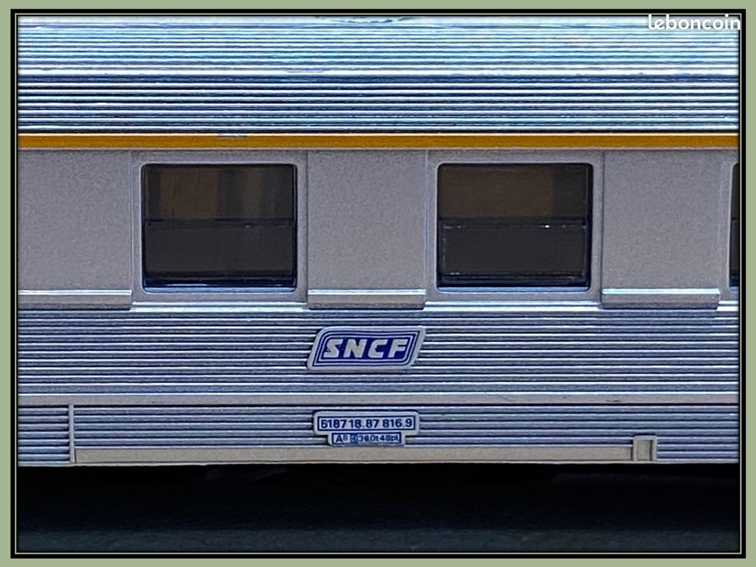 3 Voitures SNCF Type DEV Inox - Marque Troby - Échelle HO - Occasion
