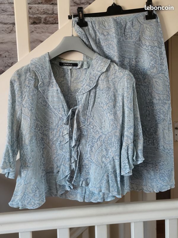Tailleur printemps/été, veste + jupe CAROLL T38 (image 1)