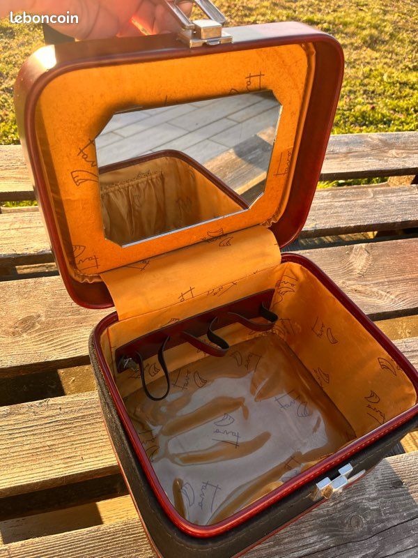 Trousse de maquillage vintage rustique, pochette de voyage