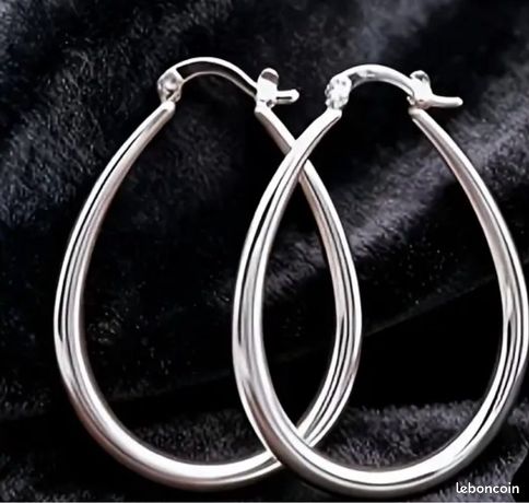 Boucles D'oreilles Maillons Ovales Couleur Argent