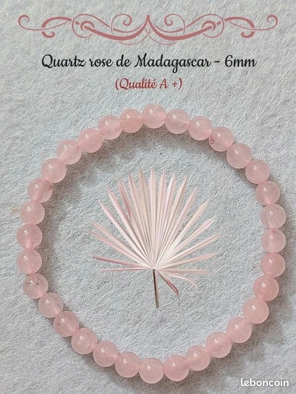 Bracelet En Perles De Quartz Rose 6mm – Neuf Sans Emballage – Bijou Lithothérapie