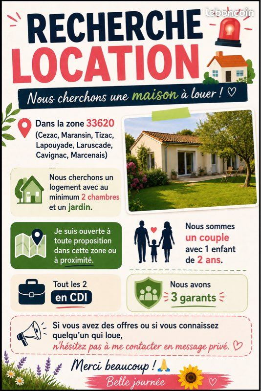Maison 3 pièces 80 m² · à Laruscade · 80 m² · 800 €