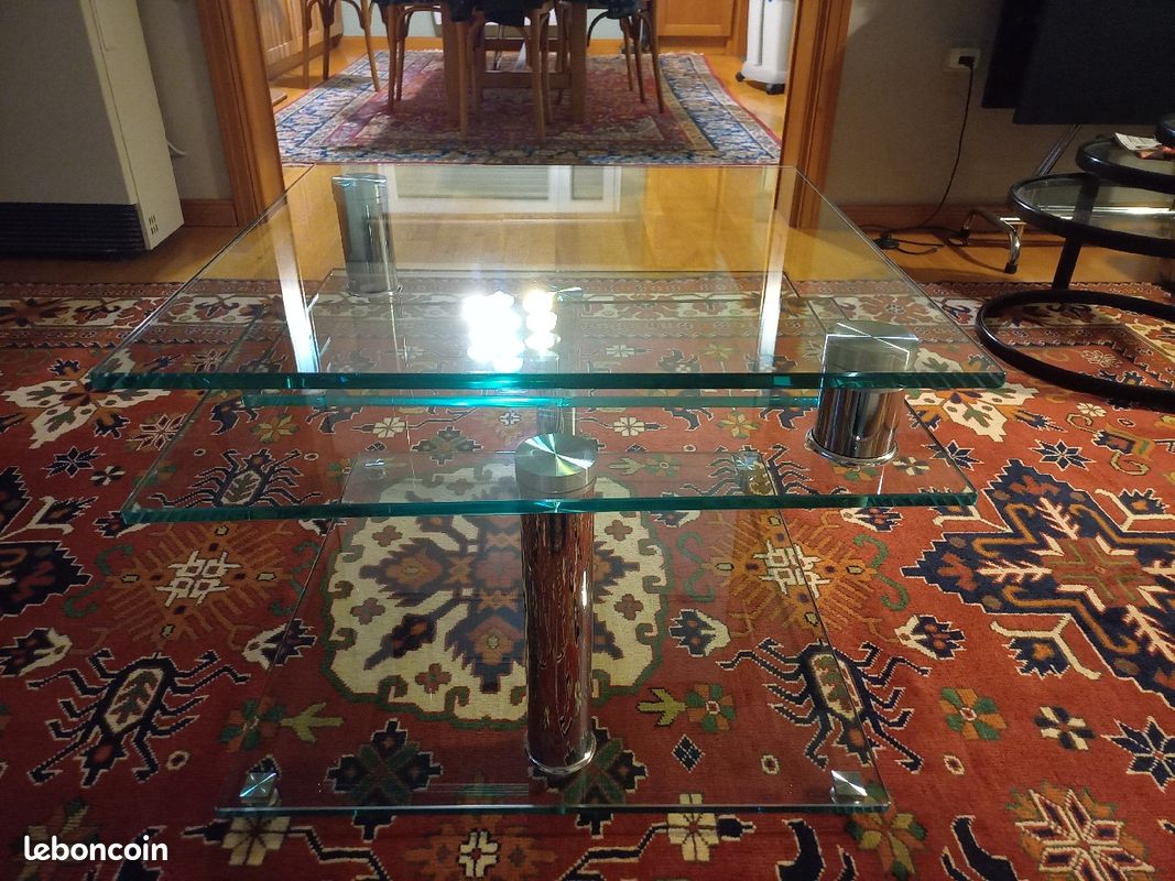 Table basse chrome et verre (image 1)