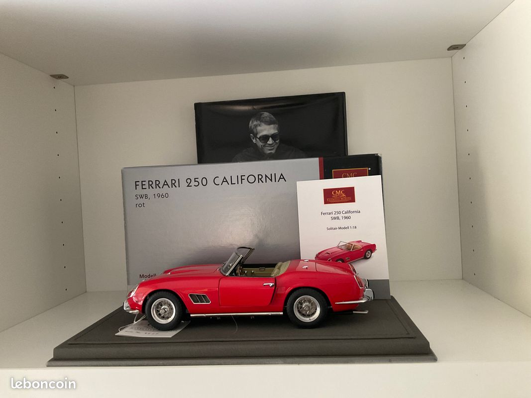 Rare. Ferrari 250 GT California swb 1960. Rosso/intérieur cuir tabac. Limited édition (épuisé) 1:18 CMC no looksmart, amalgam, BBR, exoto (Livraison gratuite) (image 2)