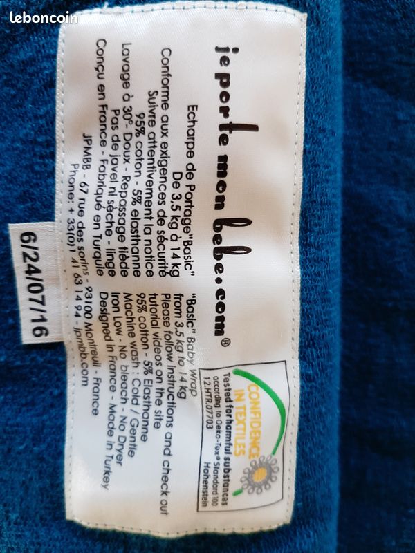 Écharpe de portage je porte mon bébé (image 1)