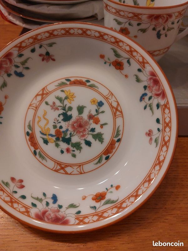 Service à Café PUIFORCAT fabricé et décoré à Limoges Kai Fung chine 18eme siècle made in France 1 cafetière 6 tasses et sous tasses et 1 coupelle (image 3)