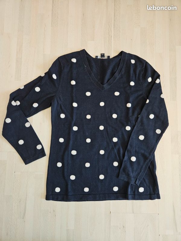 Pull Fille Old Navy – Bleu Marine à Pois Noirs, Taille 5T (XS), Polaire 100% Polyester