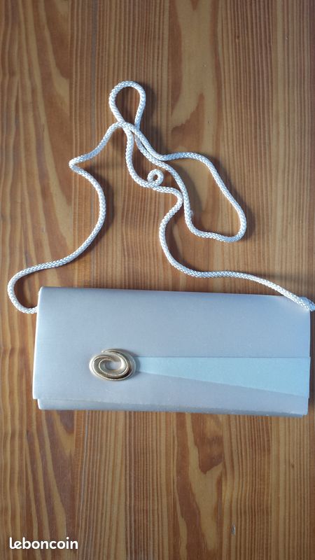 Sac à main de soirée beige en acétate (image 1)