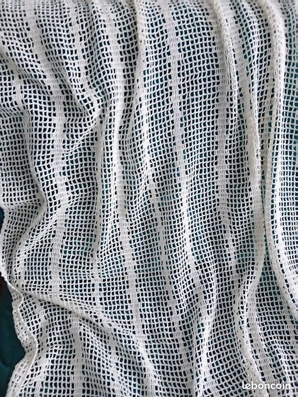 Rideau maille crochet fait main coton écru (image 2)
